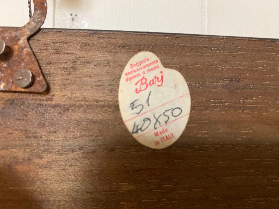 イタリア製油絵　手書きビンテージ・インテリア油絵細密画良く書けてます！