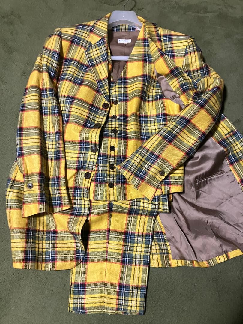 paul smith ポールスミス チェック イエロー 3ピース セットアップ