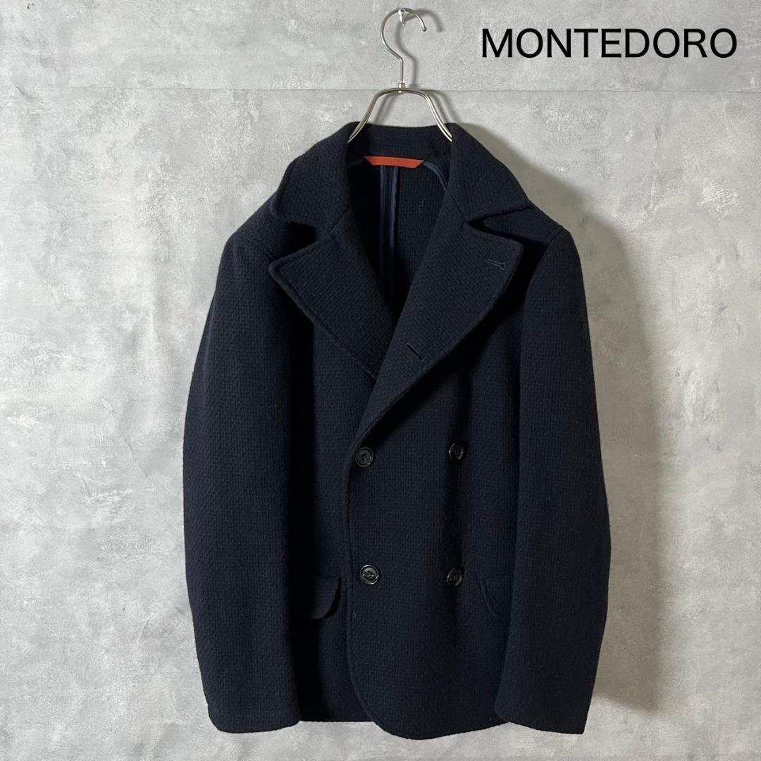 MONTEDORO モンテドーロ ネイビー イタリア製 ウール Pコート N49