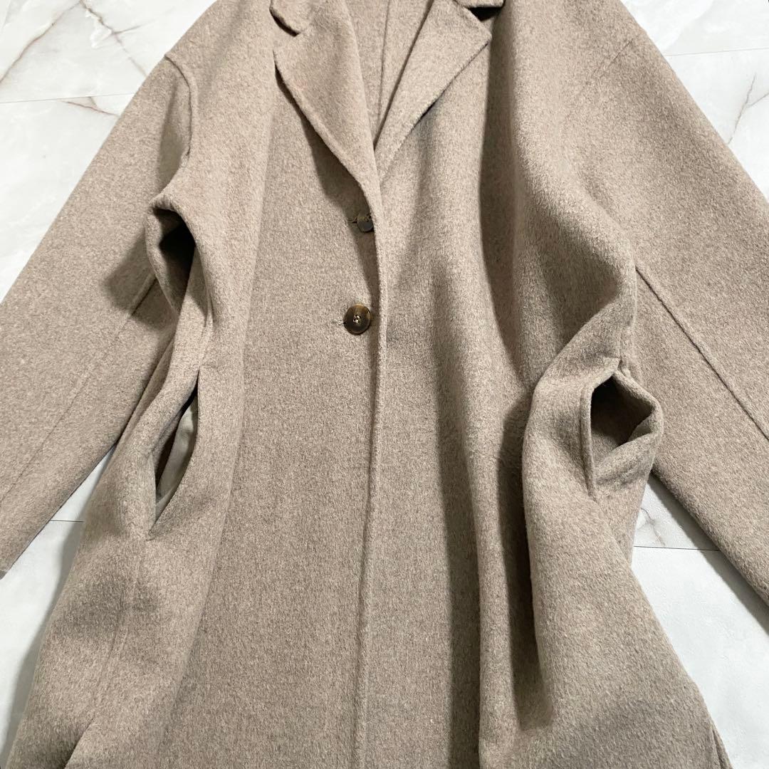 B18163 美品 ジェナ エスパスメルヴェイユ リバーコート ロング ベージュ