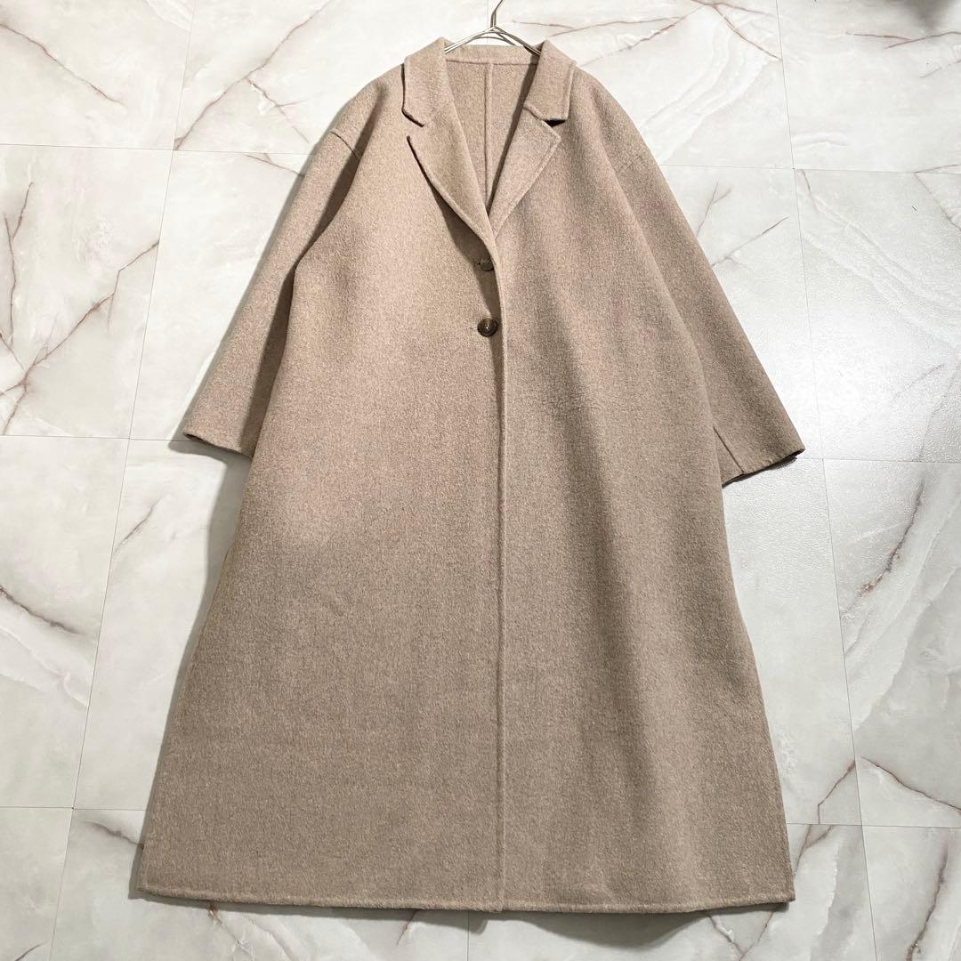 B18163 美品 ジェナ エスパスメルヴェイユ リバーコート ロング ベージュ