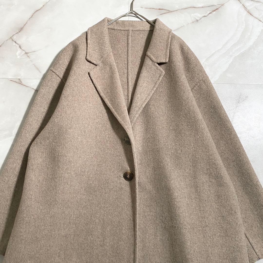 B18163 美品 ジェナ エスパスメルヴェイユ リバーコート ロング ベージュ