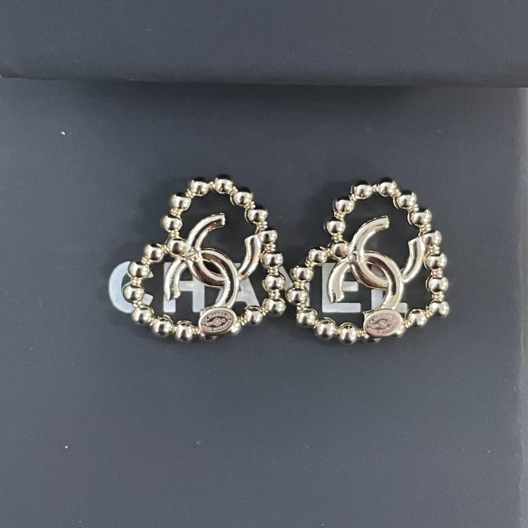 ハート型 CC & ココアロゴ クリスタル♡ピアス