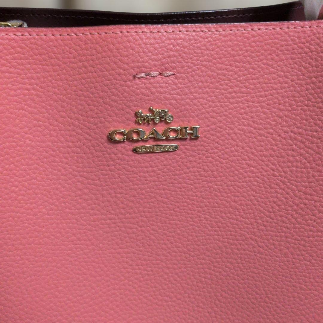 #新品未使用同様　#COACHサーモン ピンク レザー ショルダートートバッグ