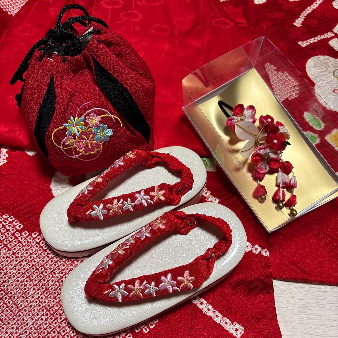 七五三　着物セット　着物　被布　３歳　絞り　友禅　フルセット