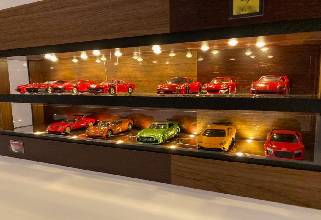 1/64展示20台可能・ウォールナット＆オーク・ディスプレーBOX/ネオジオラマ