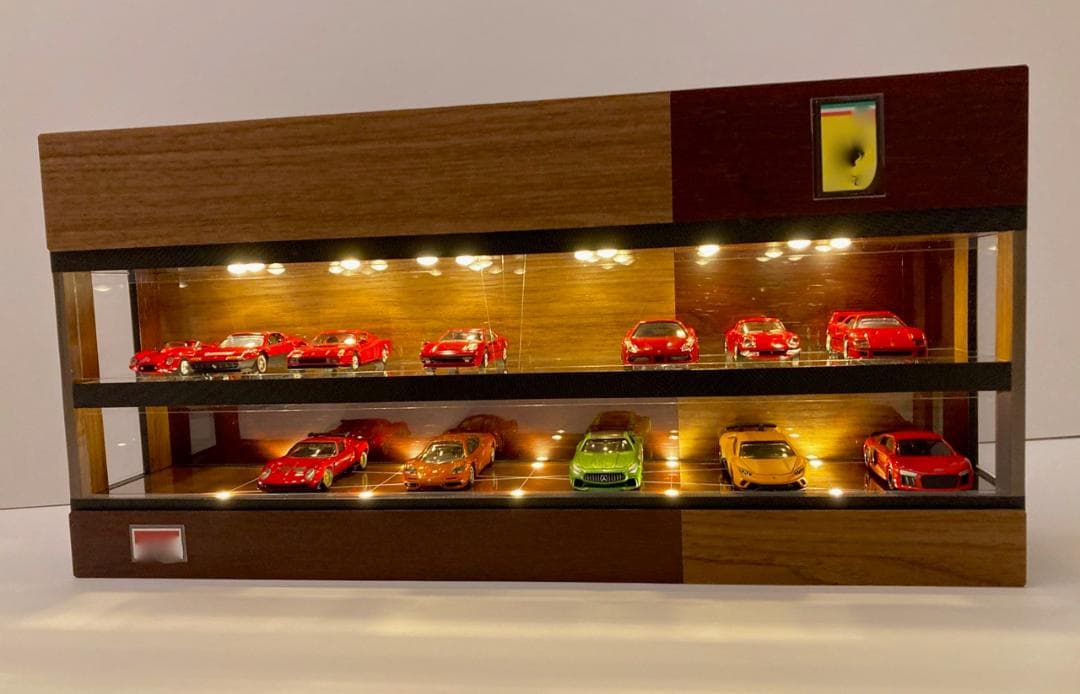 1/64展示20台可能・ウォールナット＆オーク・ディスプレーBOX/ネオジオラマ