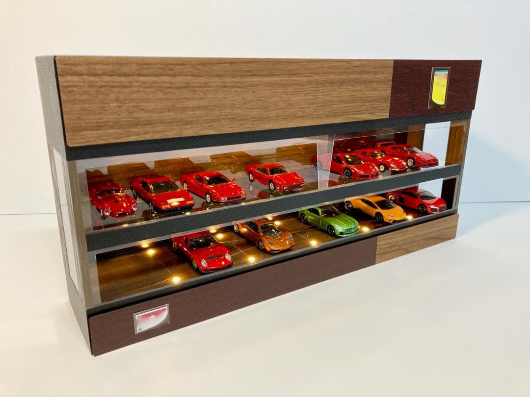 1/64展示20台可能・ウォールナット＆オーク・ディスプレーBOX/ネオジオラマ