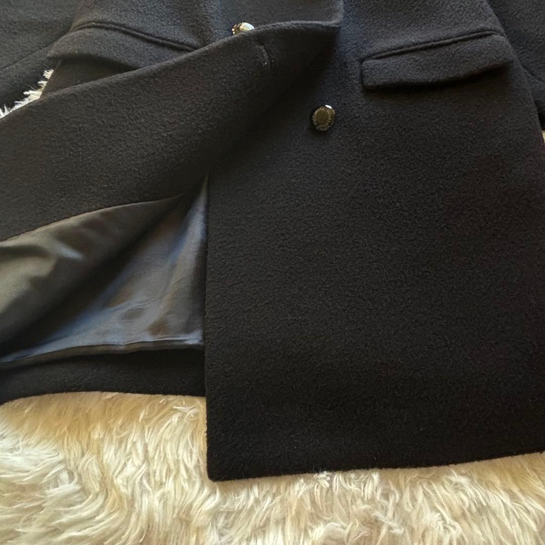 美品★マッキントッシュフィロソフィー　チェスターコート　刻印入りボタン　黒　M