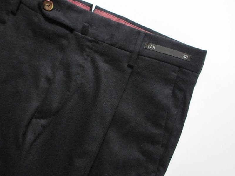 新品 PT01 ウール フランネル ストレッチ パンツ スラックス ブラック