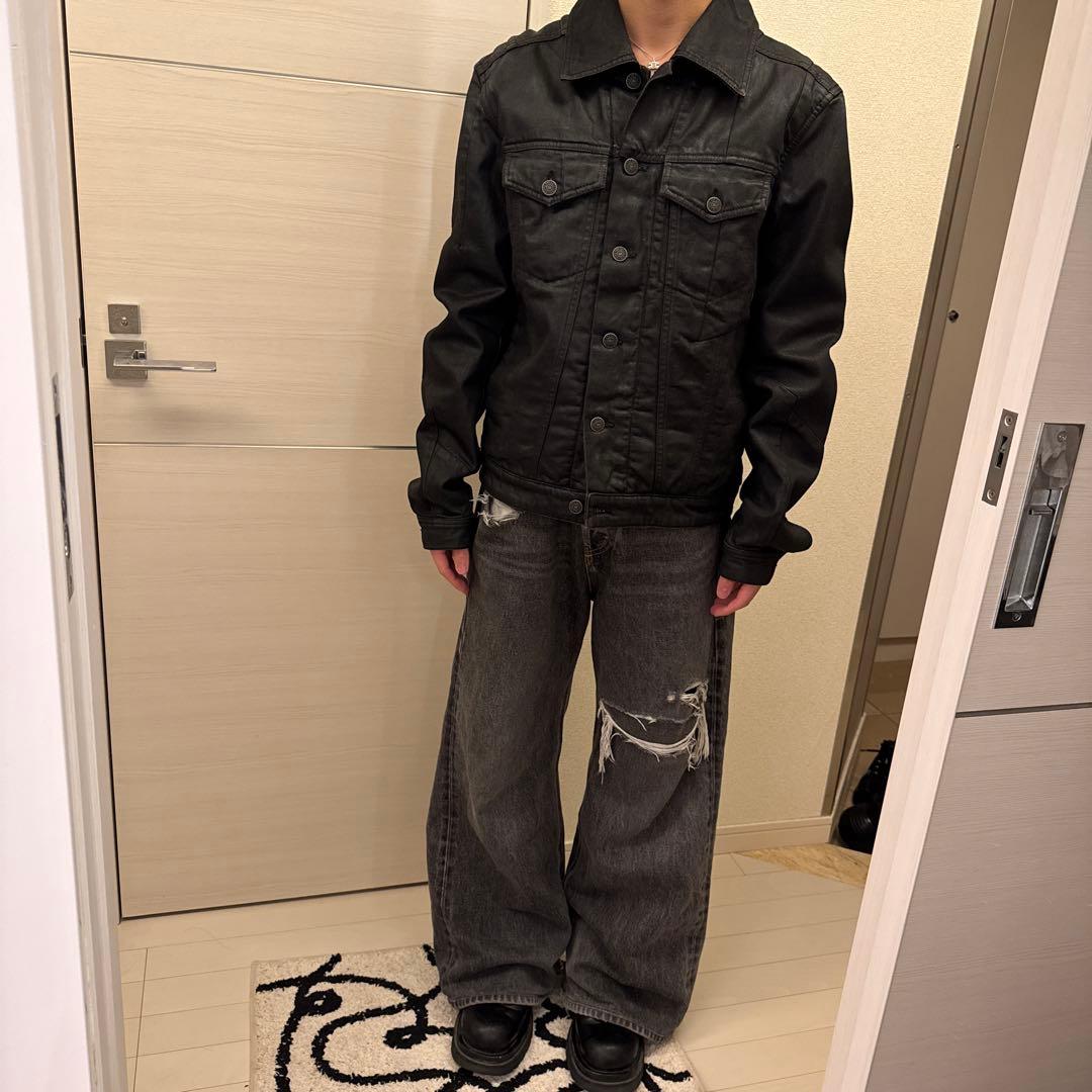 新品　DIESEL コーティング　ブラック ジャケット　内側キルティング