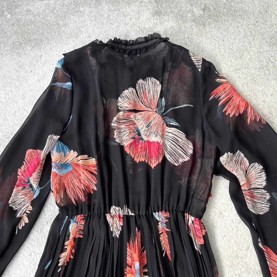 ダブルスタンダードクロージング ソブ 花柄フリルシフォンマキシワンピース S