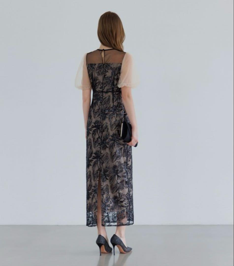 ドレス LEJA アシンメトリーシアーフラワードレスワンピース