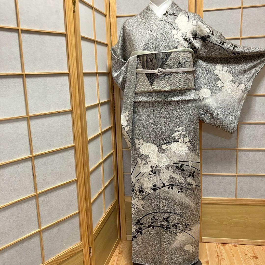 Sayaka様［5834］訪問着 美品 枝花 たたき染 金彩 正絹 着物 袷