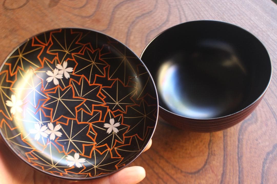 専用！風情ある糸目地に優美な雲錦蒔絵の映える煮物椀5点（検輪島塗雑煮椀