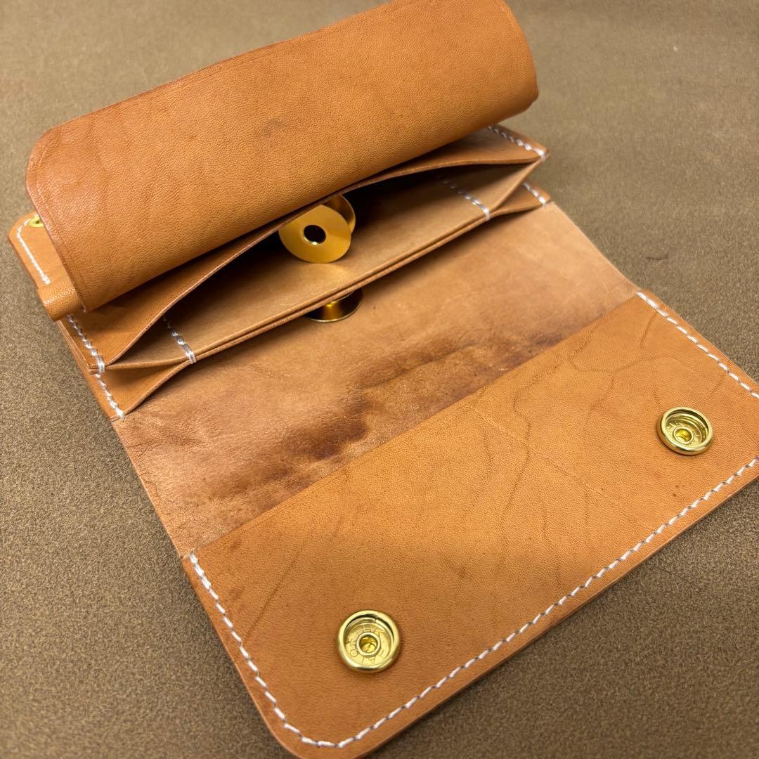 ホースバット　トラッカーウォレット　ミドル　ナチュラル　3層　GUIDI