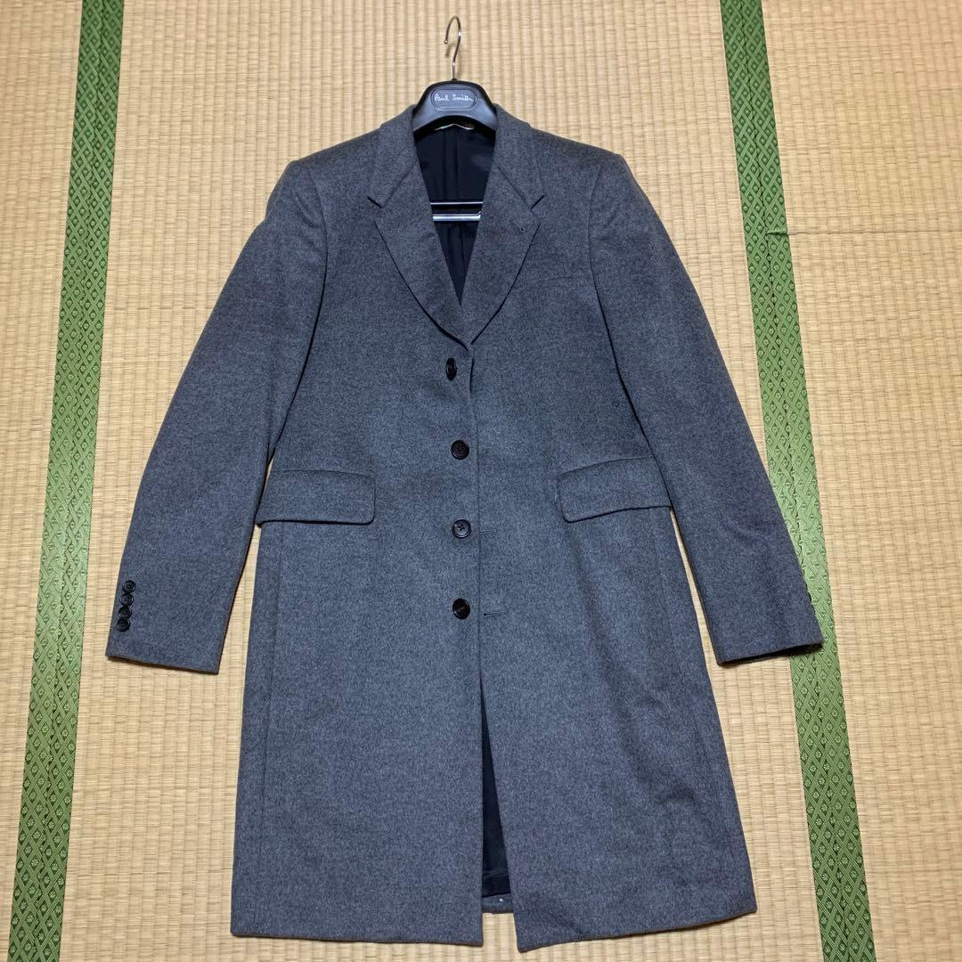 ウール100% グレー チェスターコート Lサイズ