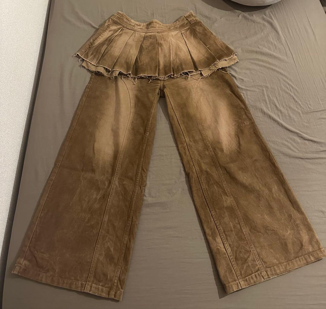 パンツ Pleated Skirt Layered Pants