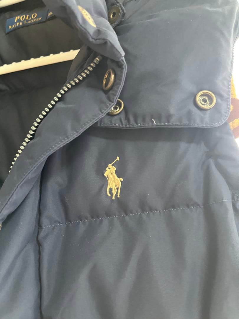 ネイビー ラルフローレンフード付きダウンベスト