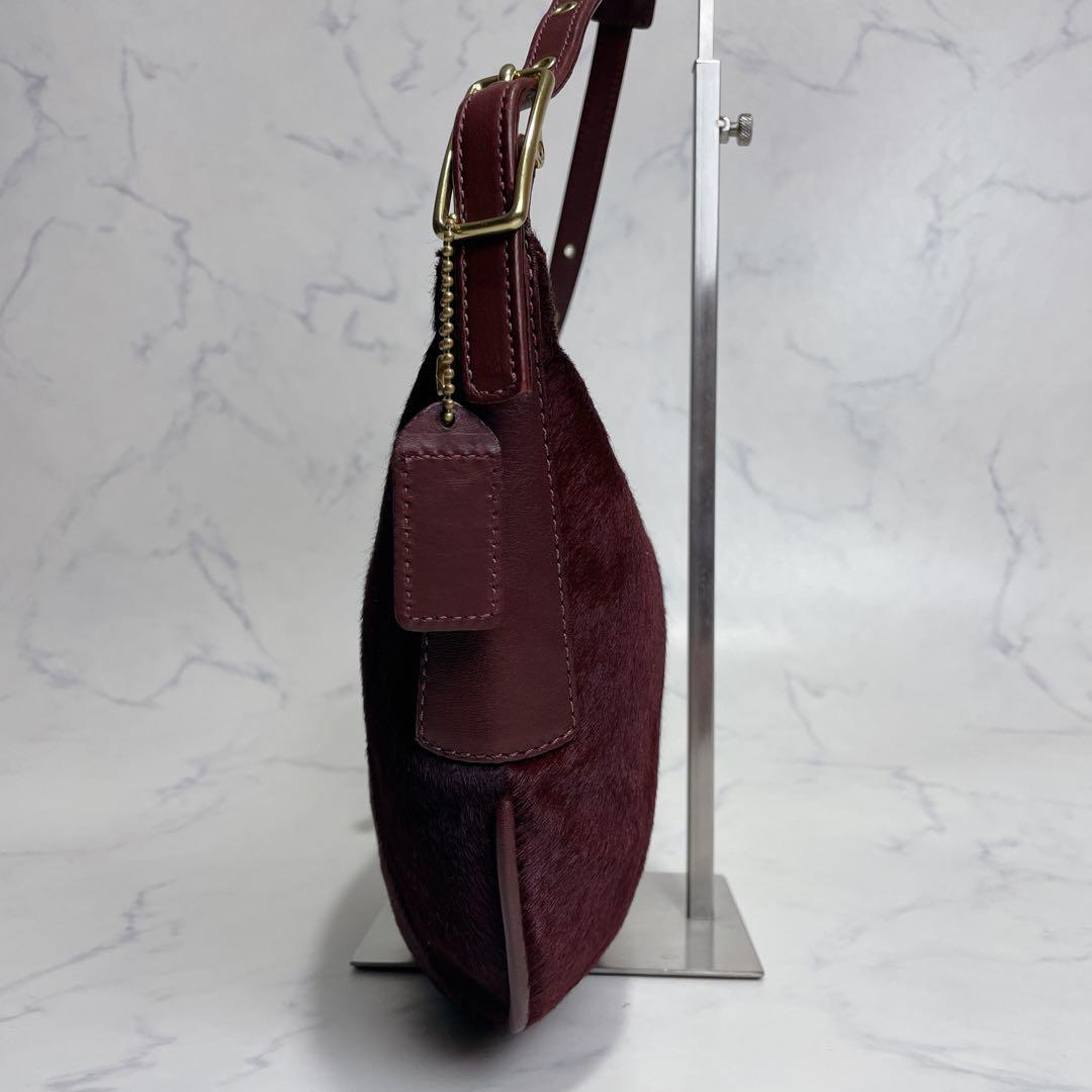 未使用級✨OLD COACH ワンショルダー ハラコ ハーフムーン ボルドー