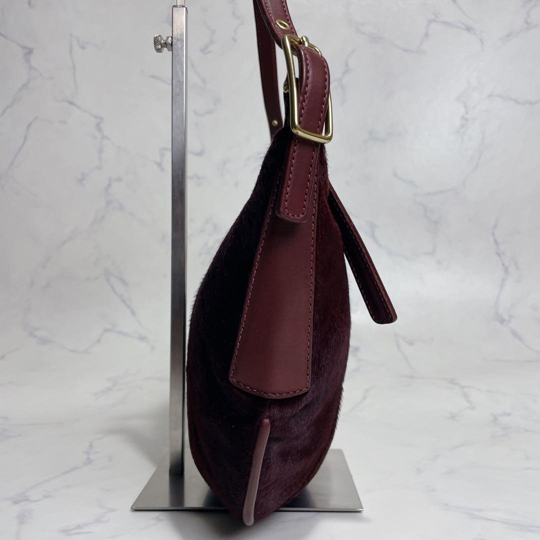 未使用級✨OLD COACH ワンショルダー ハラコ ハーフムーン ボルドー
