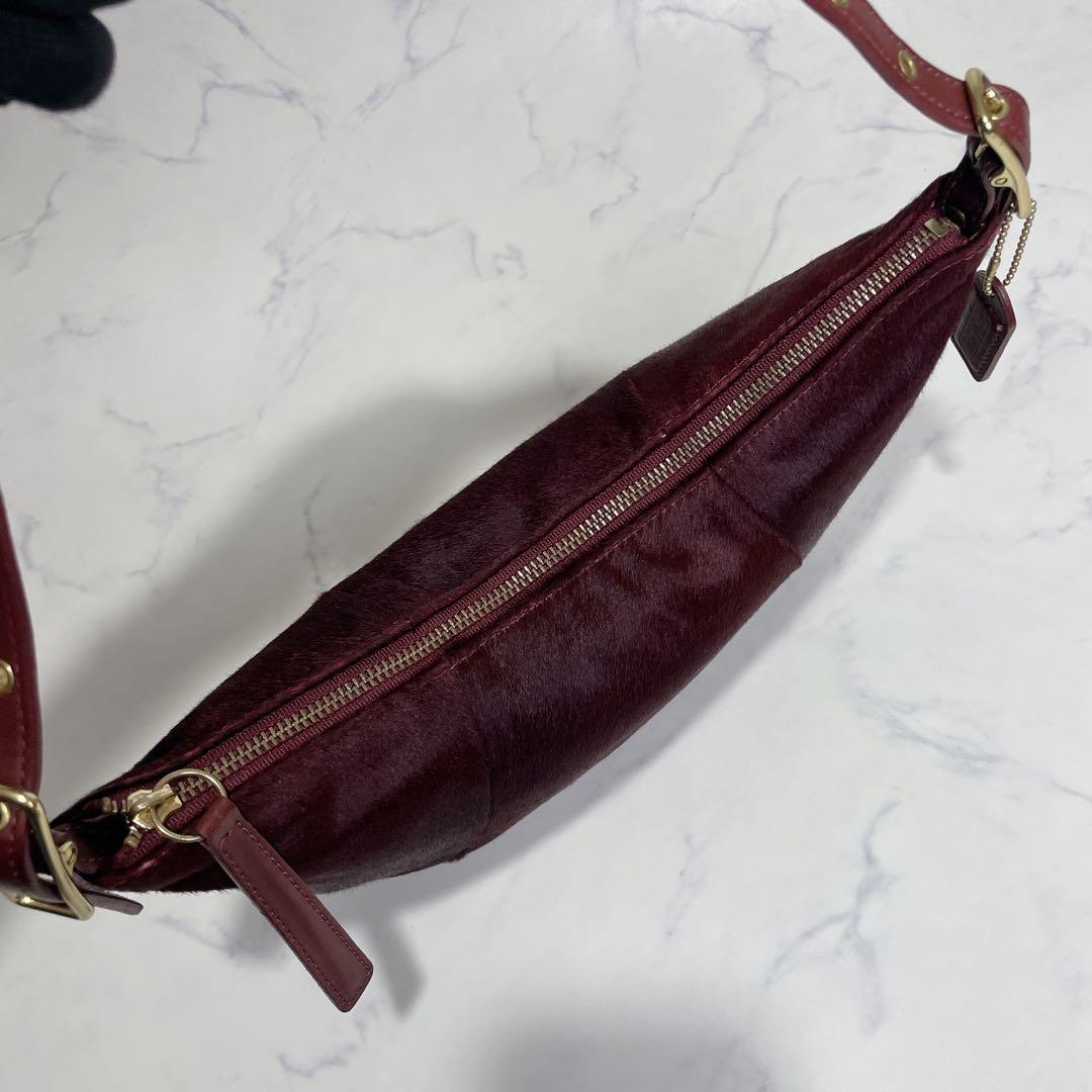 未使用級✨OLD COACH ワンショルダー ハラコ ハーフムーン ボルドー