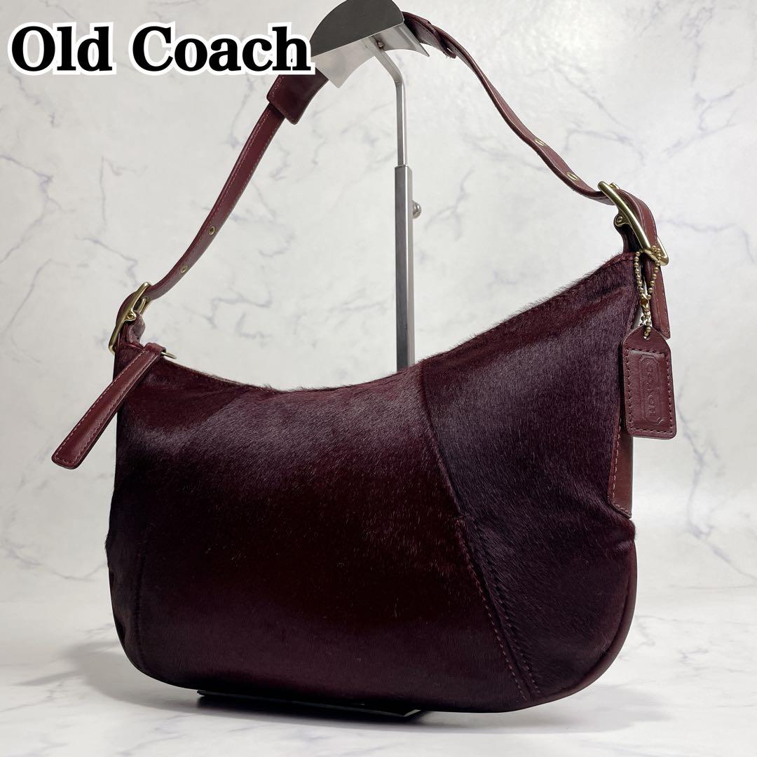 未使用級✨OLD COACH ワンショルダー ハラコ ハーフムーン ボルドー