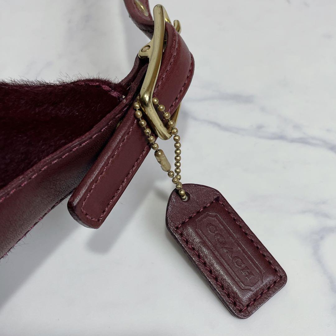 未使用級✨OLD COACH ワンショルダー ハラコ ハーフムーン ボルドー