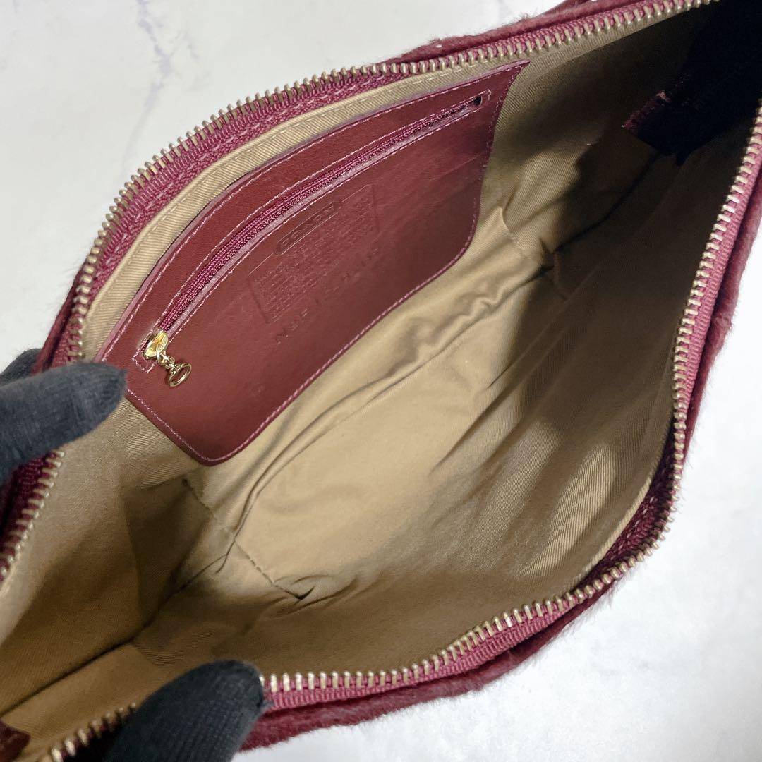 未使用級✨OLD COACH ワンショルダー ハラコ ハーフムーン ボルドー