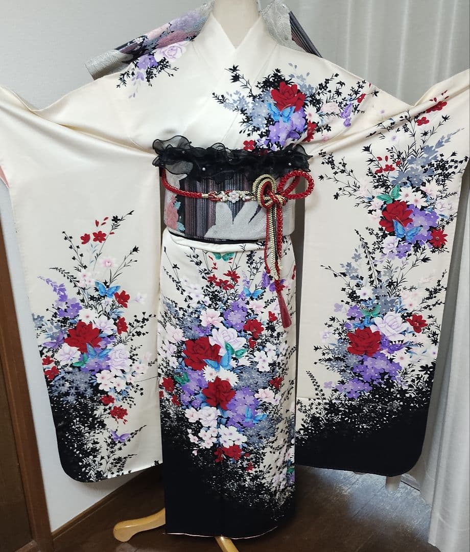 成人式正絹振袖フルセット マルチカラー落款 豪華　上品