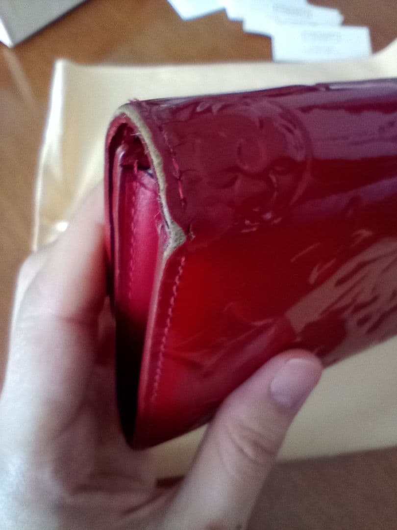 箱付 ルイヴィトン LOUIS VUITTON 長財布 モノグラム ヴェルニ 赤