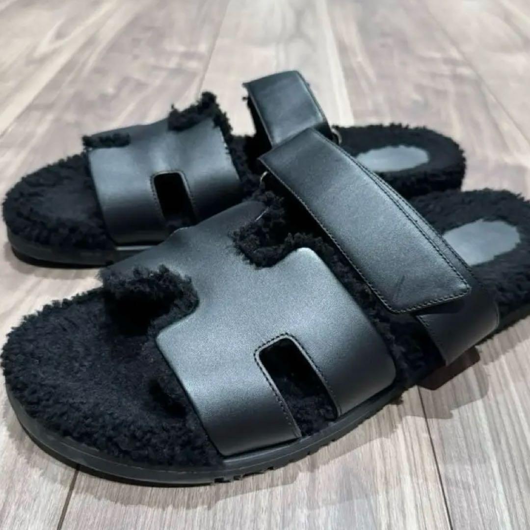 k*☆様 Mens エルメス シプレHermès Black ムートン サイズ4