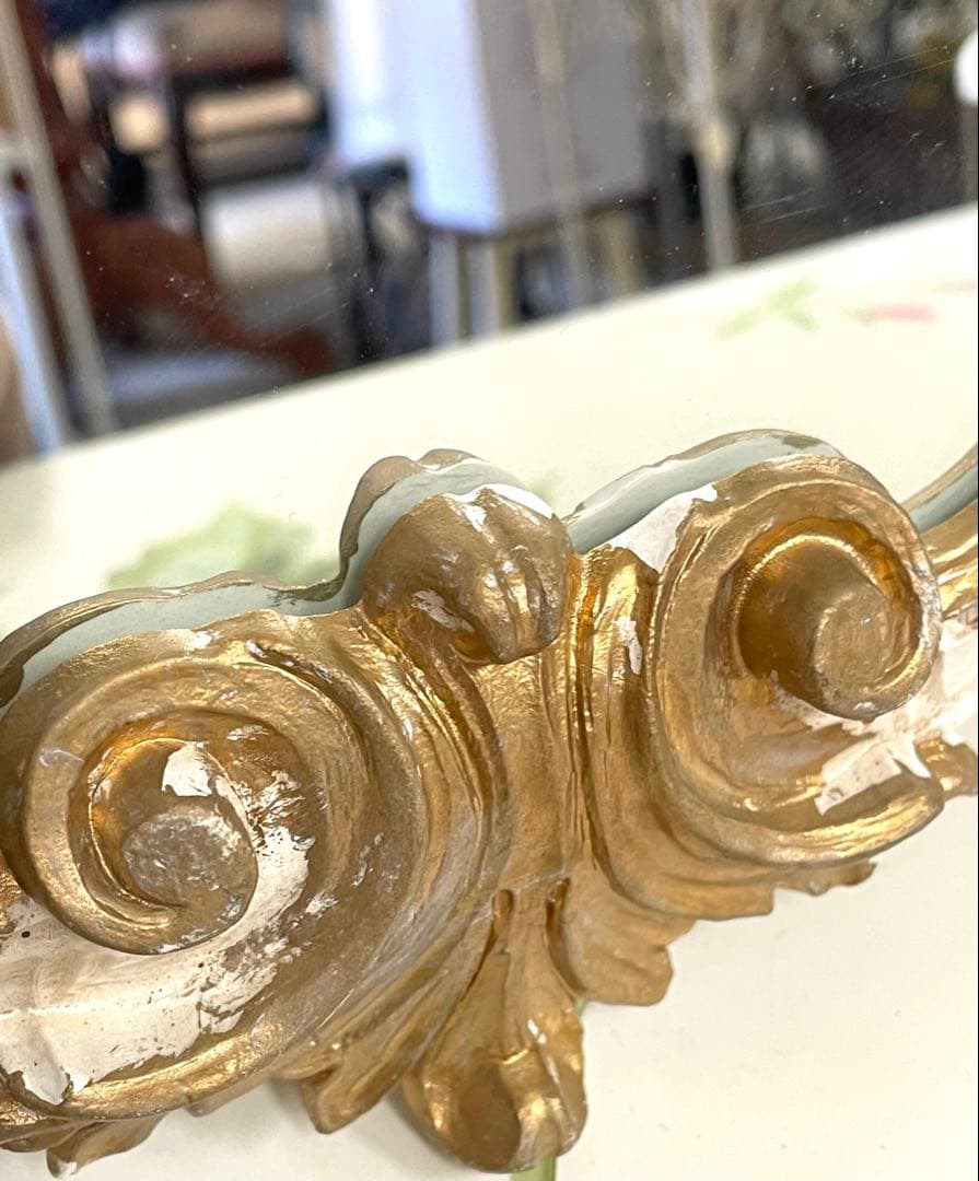 す*る様 イタリー製 壁掛け鏡 アンティーク調 クラシックオーバル型 ゴールド/