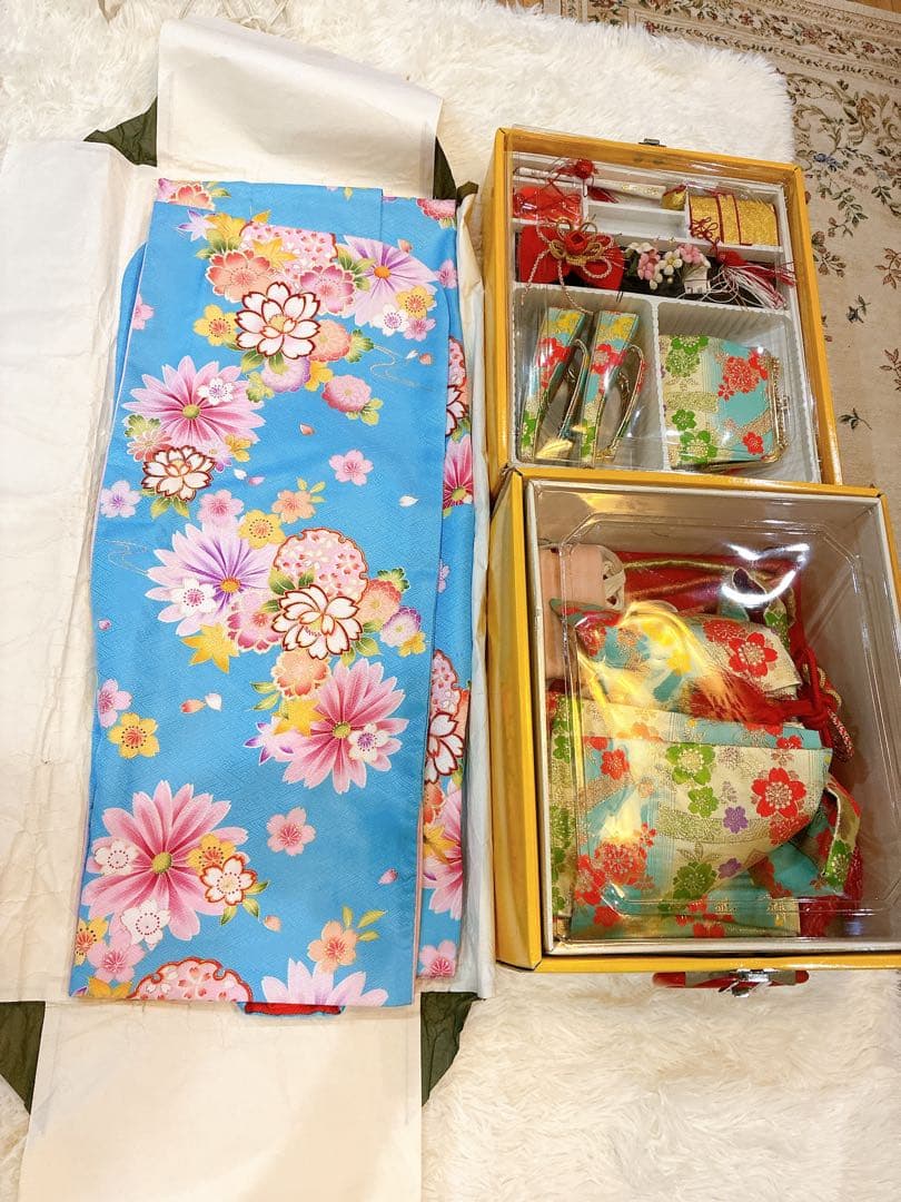 七五三用 (7歳)花柄 着物フルセット(未使用品)