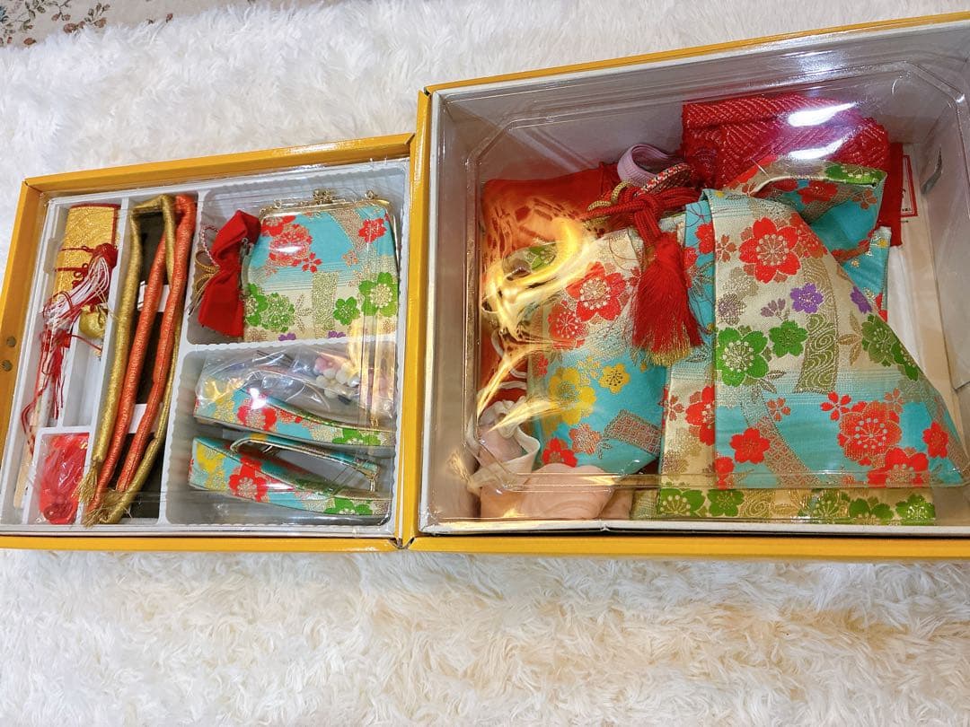 七五三用 (7歳)花柄 着物フルセット(未使用品)