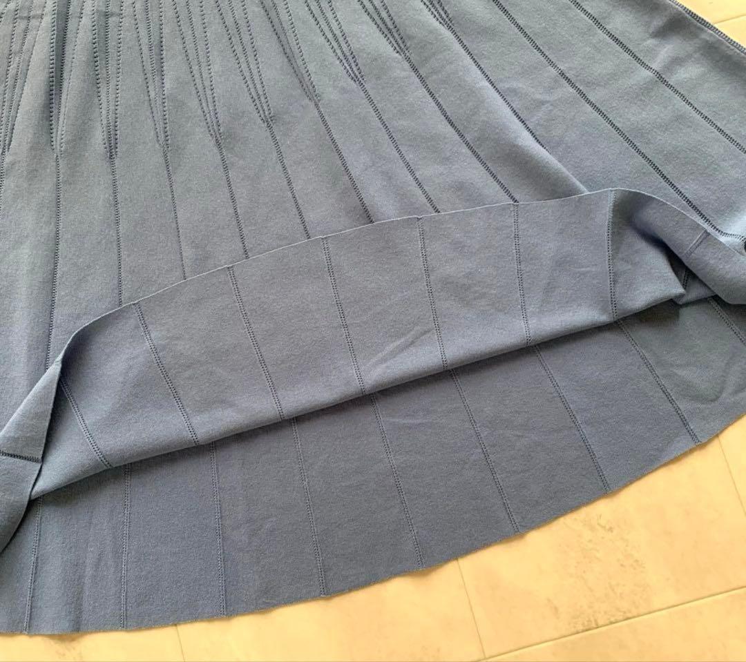 美品　アナイ アイレットスムース ワンピース ニット ブルー 36