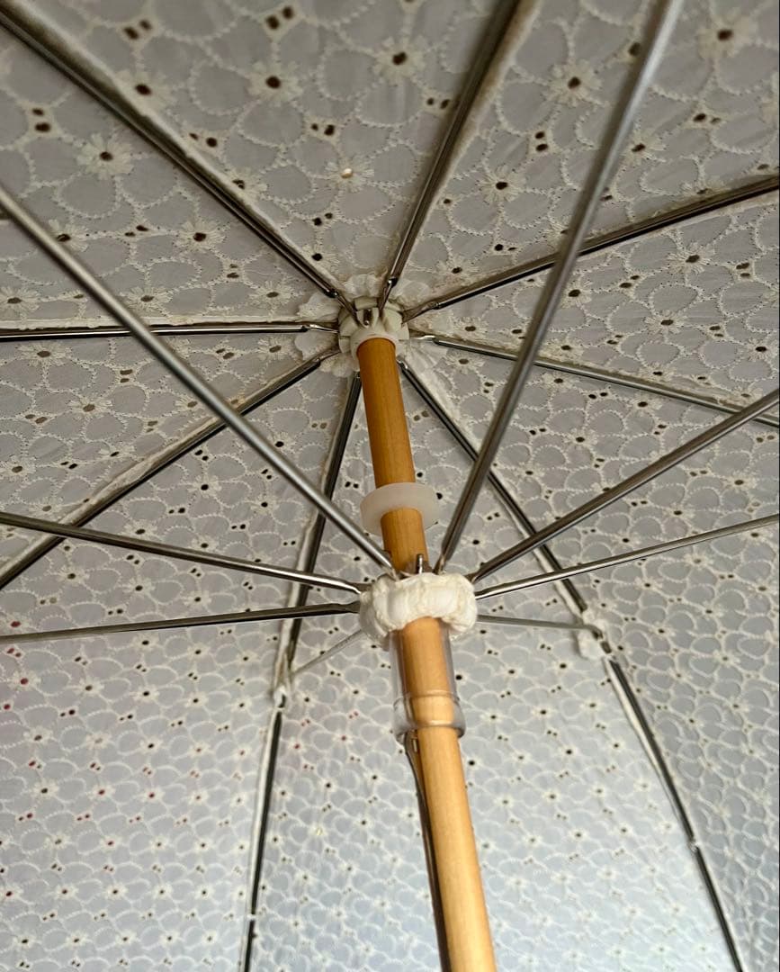小宮商店 ホワイトレース日傘 木製ハンドル 50cm 刺繍