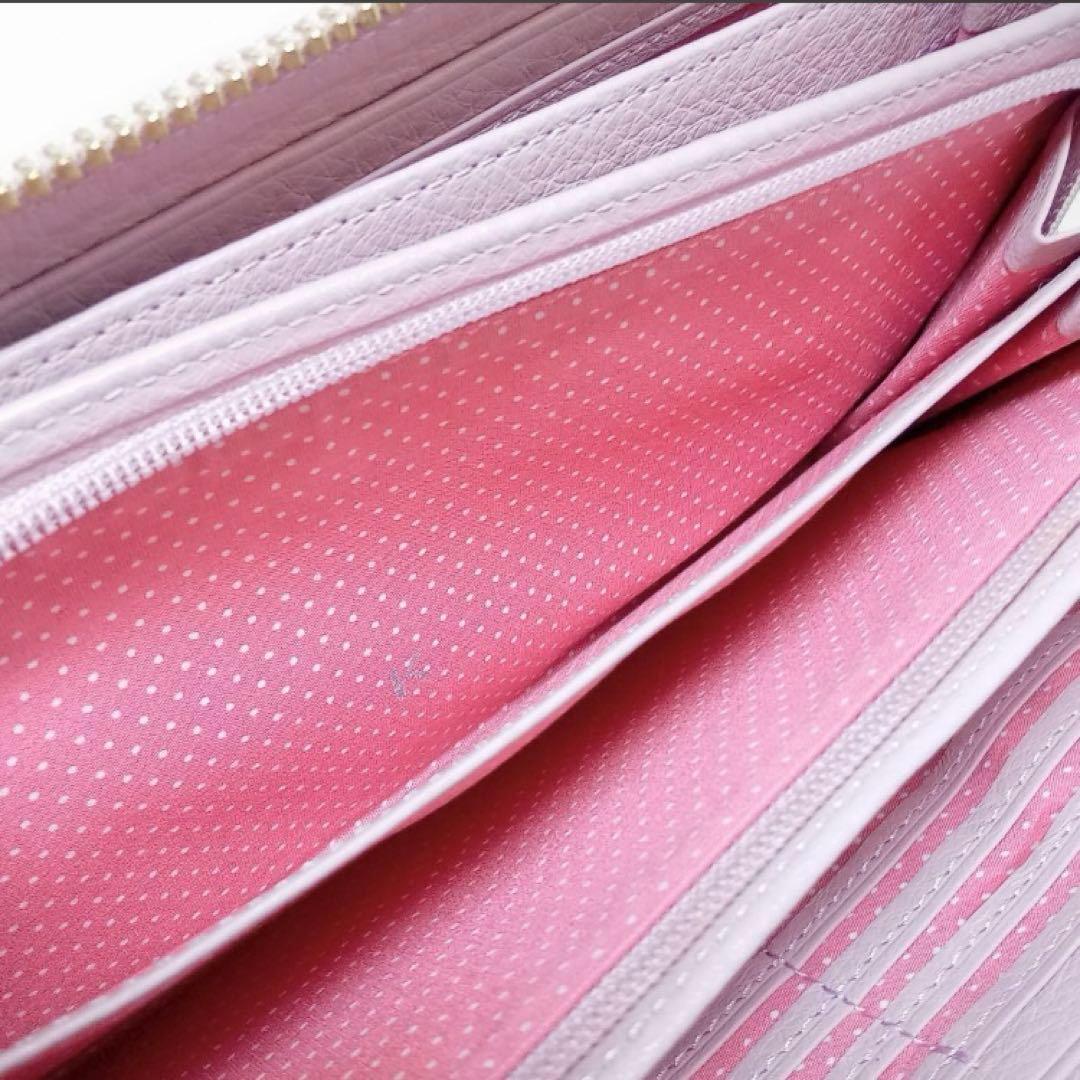 新品 ランバンオンブルー 長財布 ラウンドファスナー メラニー ラメ ピンク