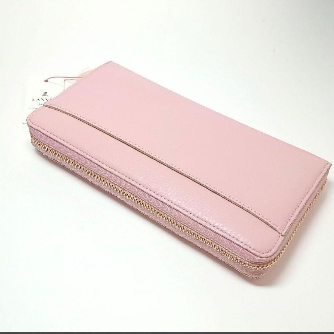 新品 ランバンオンブルー 長財布 ラウンドファスナー メラニー ラメ ピンク