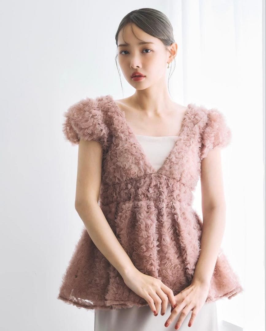 ポローラ　polaura フラワーぺプラムバックリボンチュニック pink