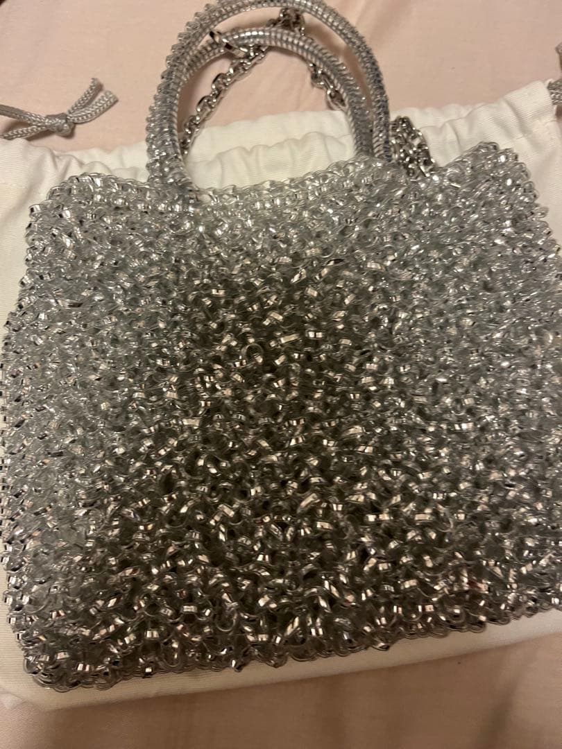 アンテプリマ シルバー ビーズ編みショルダーバッグ　2回位のみの使用