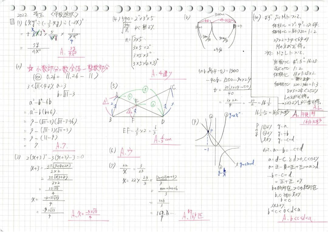 塾講師オリジナル数学解説 埼玉公立高入試 2026年度用 2014-25は動画付
