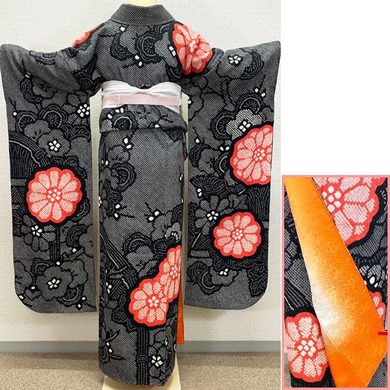 406z50.211y22.小物類☆振袖 総絞り 黒 成人式 結婚式 十三参り