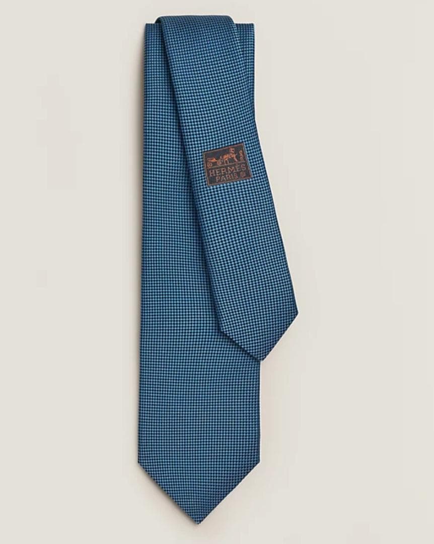 エルメス シルクツイルタイ ネクタイ ブルー 青 新品同様