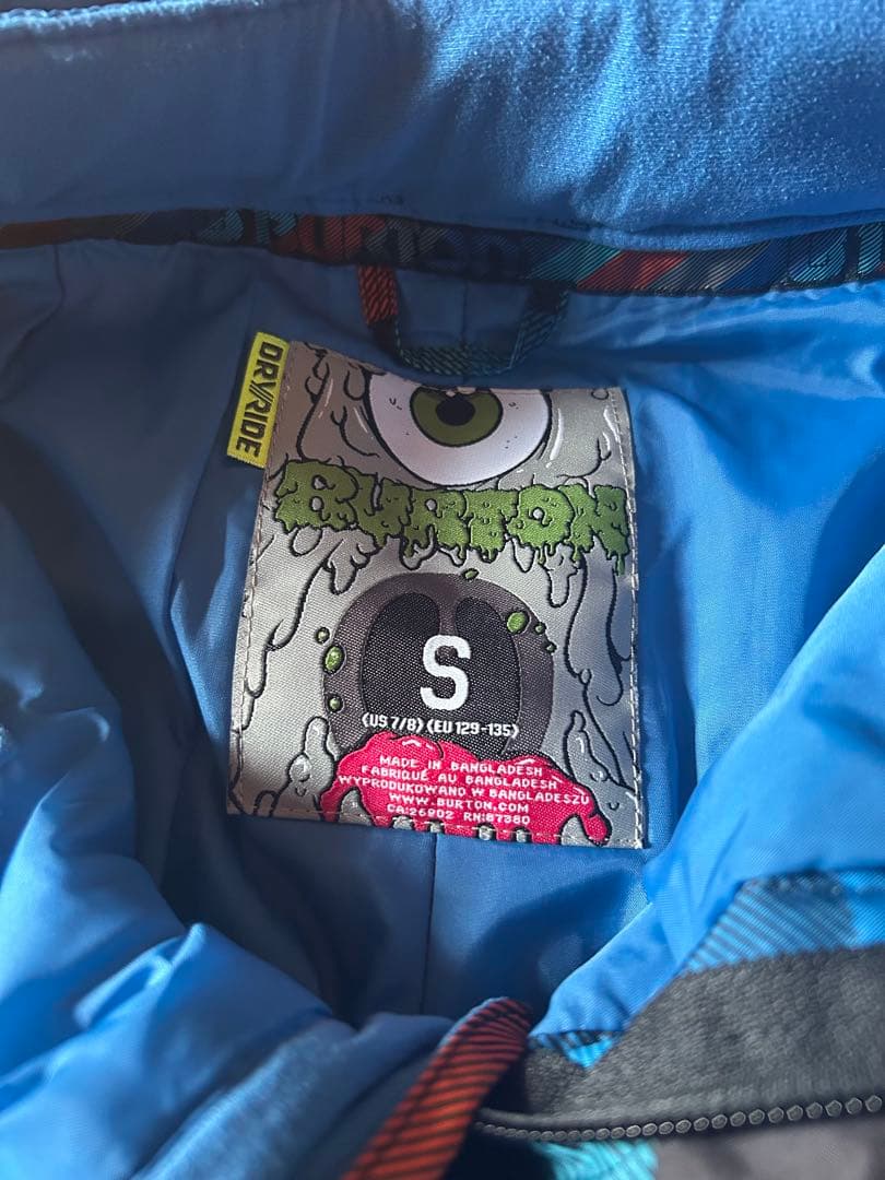 BURTONバートン　キッズスノーボードウェア 上M下S オレンジ青チェック