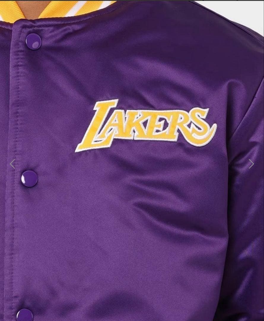 Mitchell & Ness LA Lakers サテン ジャケット サイズL