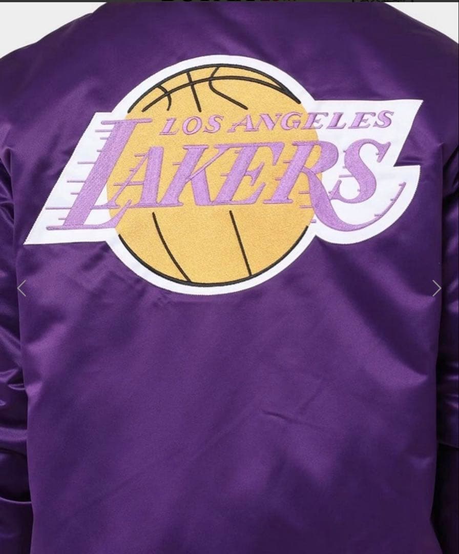 Mitchell & Ness LA Lakers サテン ジャケット サイズL