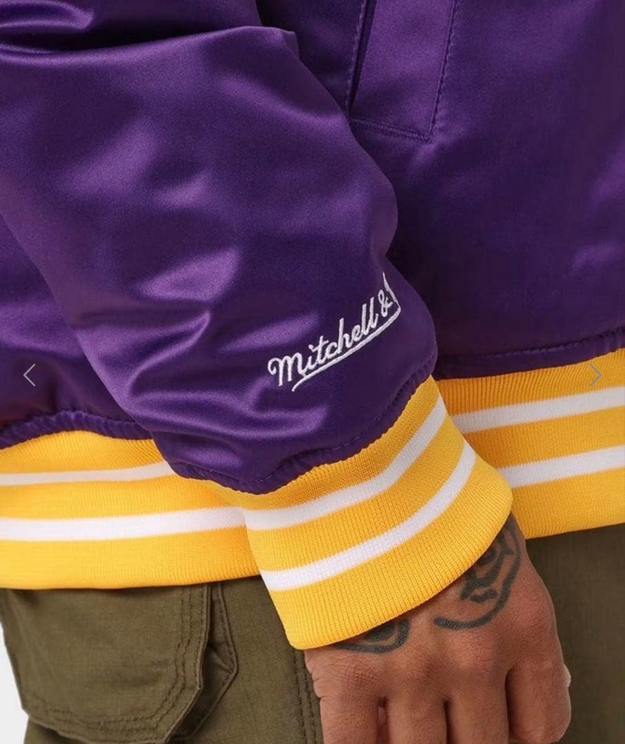Mitchell & Ness LA Lakers サテン ジャケット サイズL