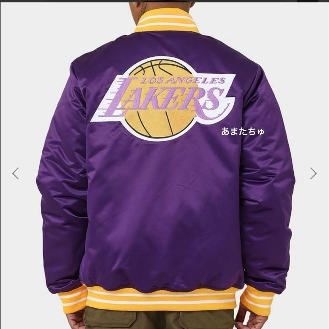 Mitchell & Ness LA Lakers サテン ジャケット サイズL