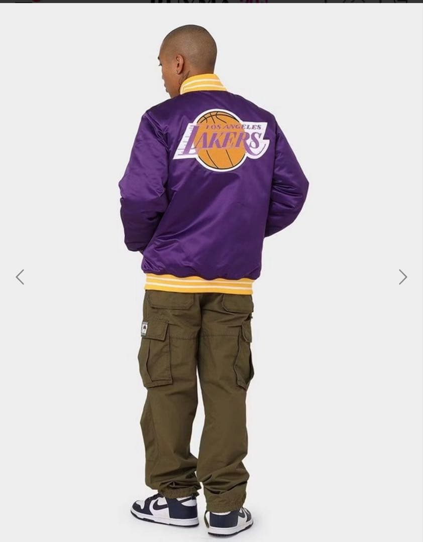 Mitchell & Ness LA Lakers サテン ジャケット サイズL